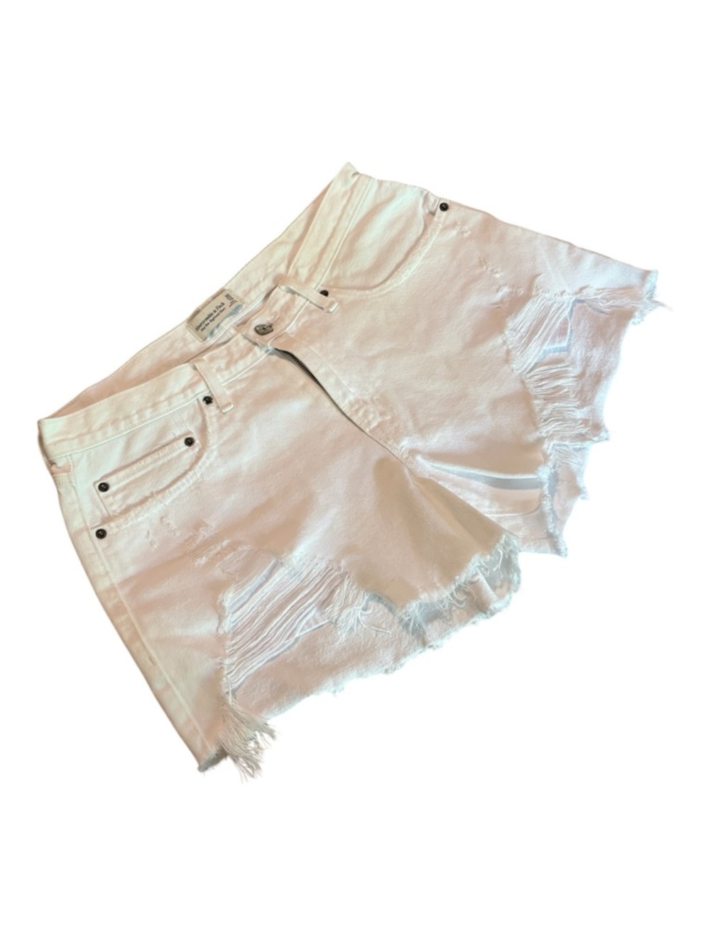 Abercrombie & Fitch White Distressed Cutoff Shorts Mid Rise Boyfriend size 30/10